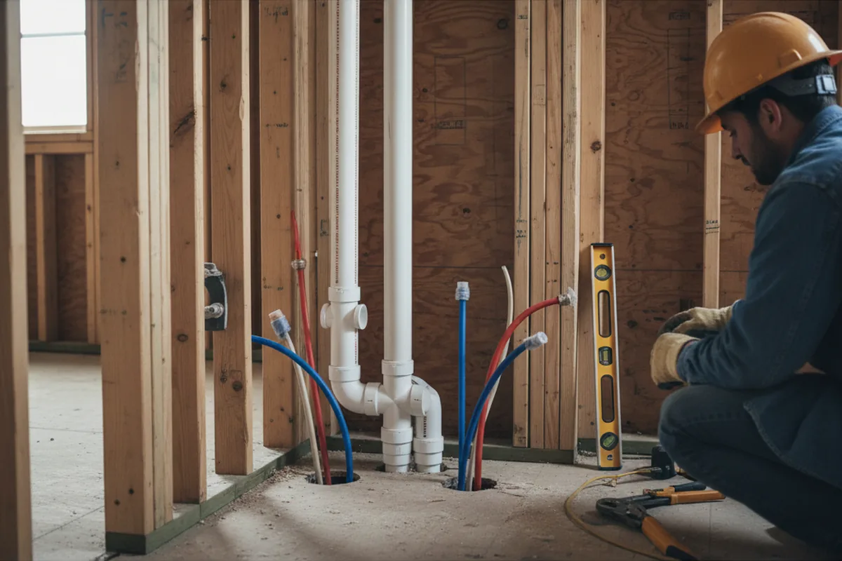 Drain and supply rough-in during Toilet Repair and Installation in Woodcliff Lake