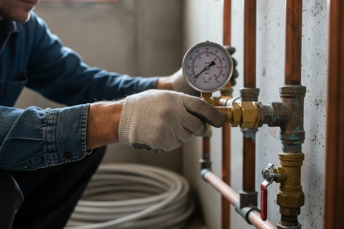 Pressure testing a repaired line during Water Line Repair in Woodcliff Lake